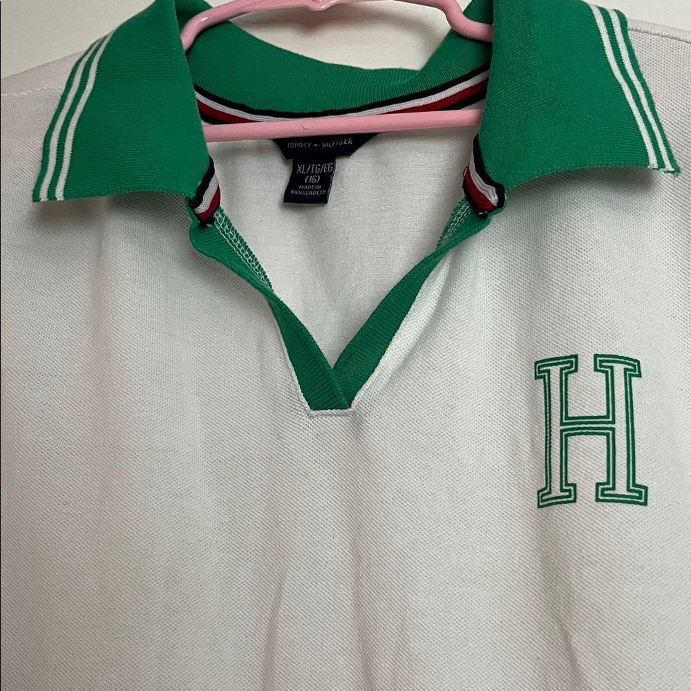 White Tonmy Hilfiger Dress with Green Accents